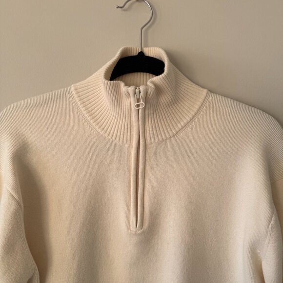 Geoffrey Beene Ivory 1/4 Zip Sweater, Size L - Picture 2 of 8
